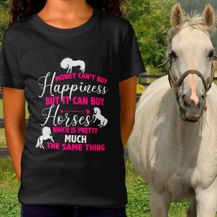 Dinheiro pode Comprar Cavalos, Camiseta Rosa Quent