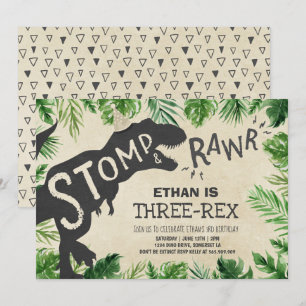 Dino De Convite De Aniversário De Três Rex Do Di