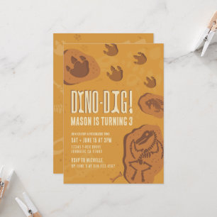 Dino-Dig Convite de aniversário Dig Dinossaur