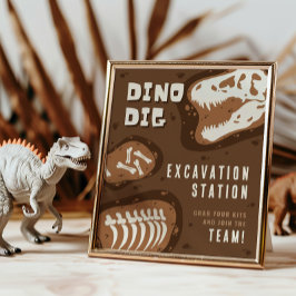 Dino Dig Dinossaur Excavation Station Party Poster