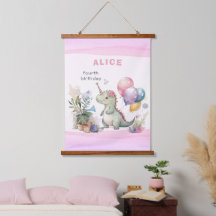 Dino Party Watercolor Girl Pink Birday