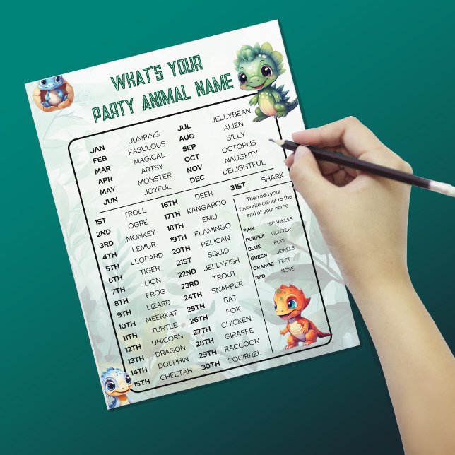 Dino Roar Que Folha De Jogo Da Festa Animal? (Criador carregado)