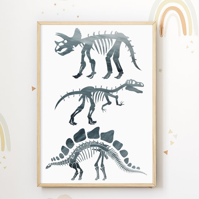 Dino Skeletons Kids Room Impressão Dinossauros Pos (Criador carregado)
