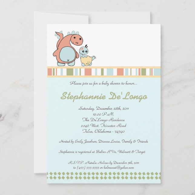 Dinos Jogam Dinossauros T Rex Convite para Chá de  (Frente)