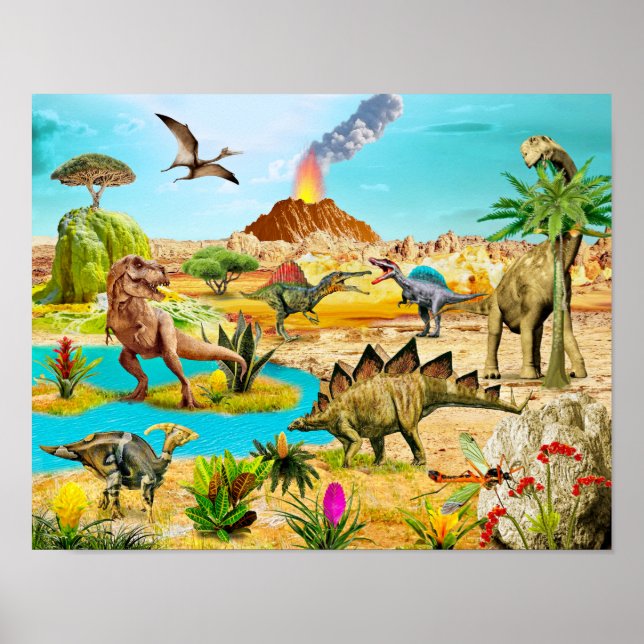 Dinosaurs poster dinosaur print T-rex (Frente)