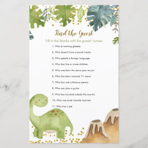 Dinossaur Floral Encontre o jogo de convidados