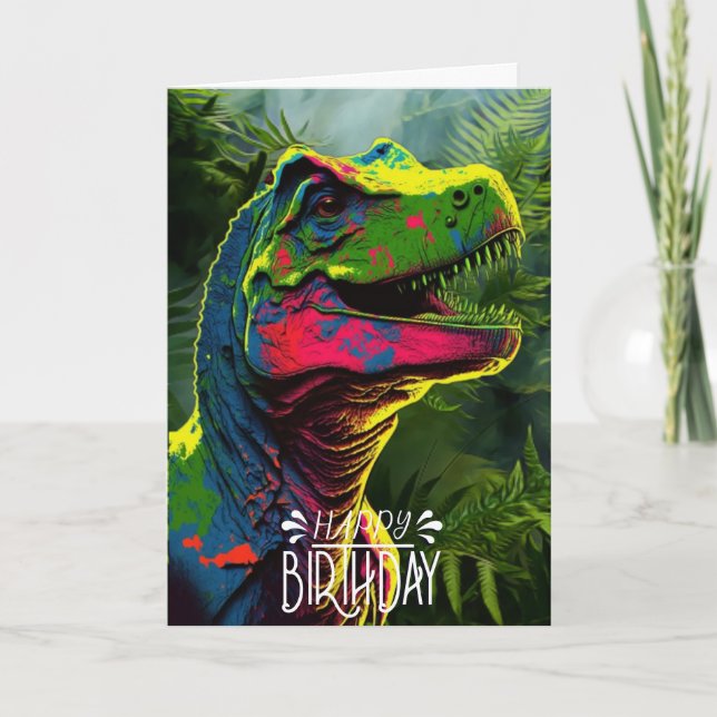 Dinossaur Jungle Happy Birthday - Cartão Bonito pa (Frente)