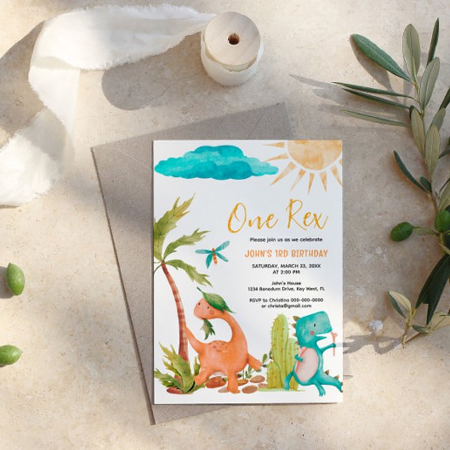 Dinossaur Rex Um Convite de aniversário (Criador carregado)