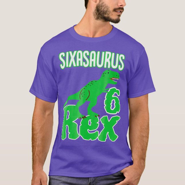 Dinossauro 6 Aniversário Camisa Sessauro Rex (Frente)
