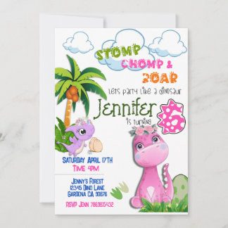 Dinossauro a fazer 6 convites de aniversário