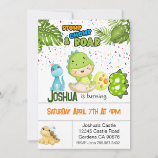 Dinossauro a fazer 8 convites de aniversário