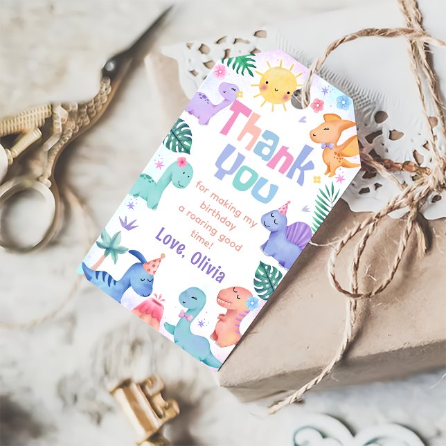 Dinossauro Aniversário Obrigado Dando Etiquetas (Criador carregado)