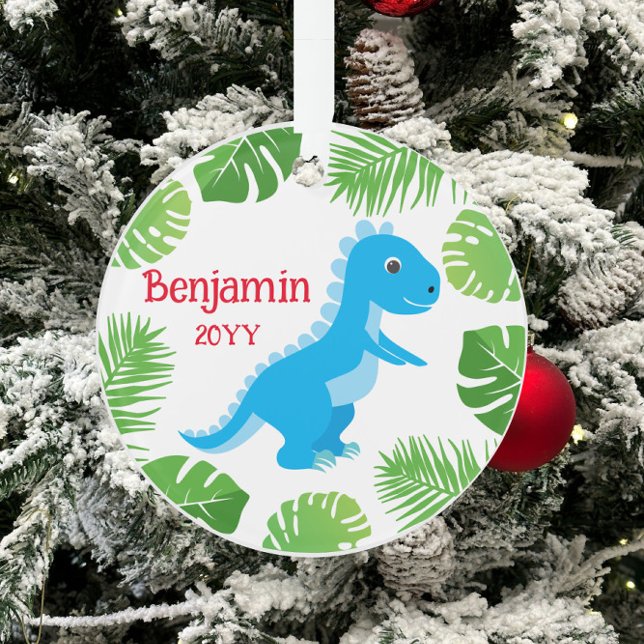 Dinossauro Azul T-Rex Tropical Enfeite Natal (Criador carregado)