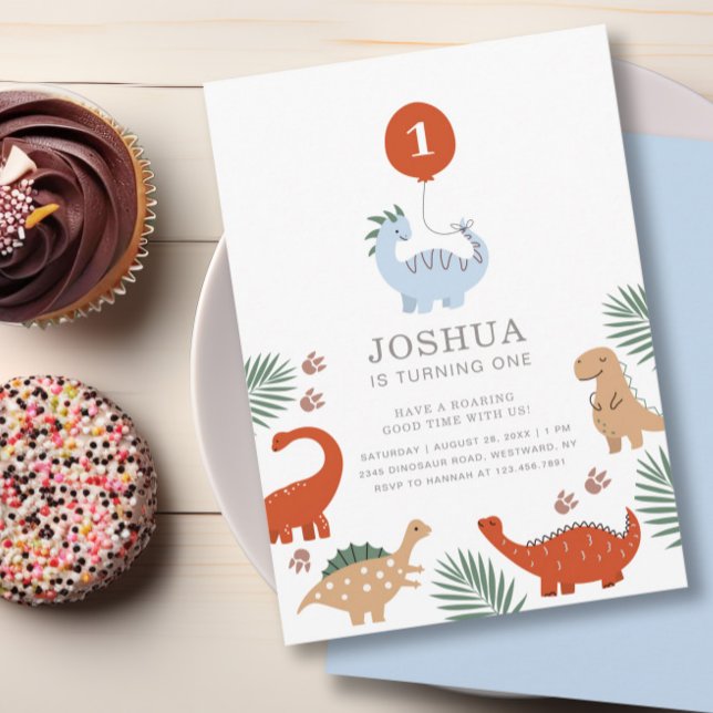Dinossauro Boas Primeiro Convite de festas primeir (Criador carregado)