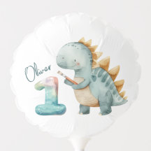 Dinossauro bonito com primeiro aniversario de pinc