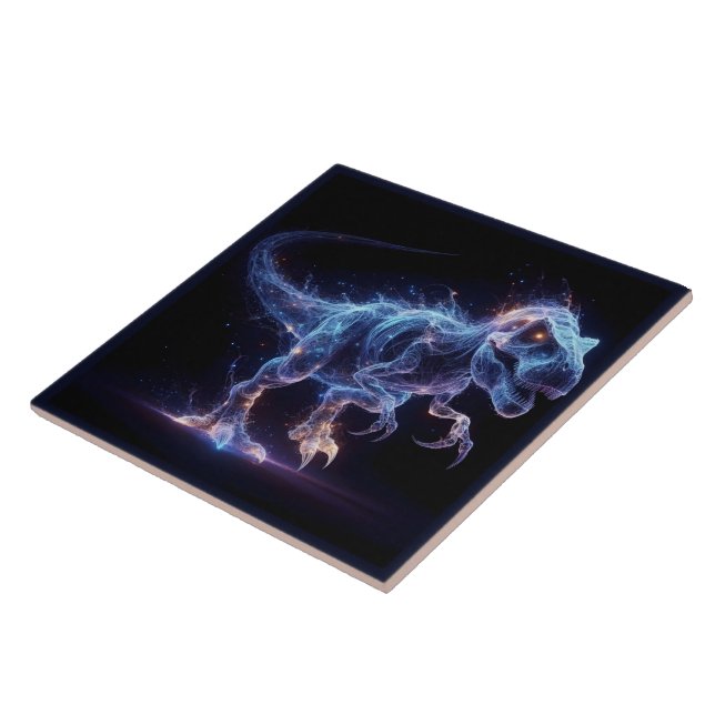 Dinossauro brilhando roaming em um fundo estrelado (Lateral)