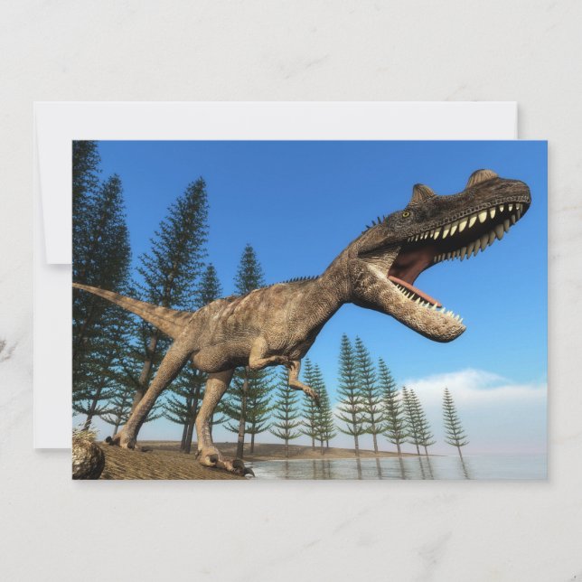 dinossauro ceratossauro na linha costeira - render (Frente)