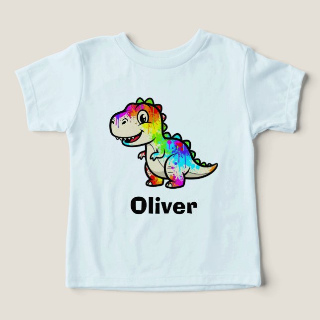 Dinossauro com Tinta Colorida Espalhada (Design frontal)