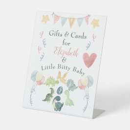 Dinossauro Cónico Chá de fraldas de Aquarela Rosa