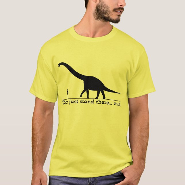 Dinossauro corre com humor de camisa engraçado (Frente)