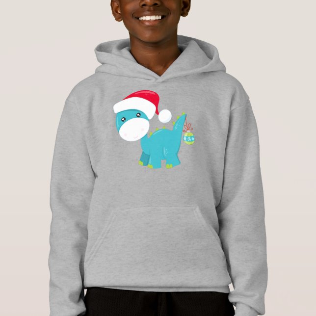 Dinossauro de Natal, Santa Hat, Dino, Brontossauro (Frente)