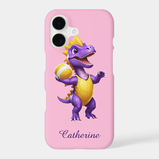 Dinossauro de vôlei roxo e bonito