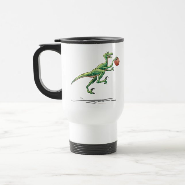 Dinossauro do Velociraptor da caneca de viagem com (Esquerda)