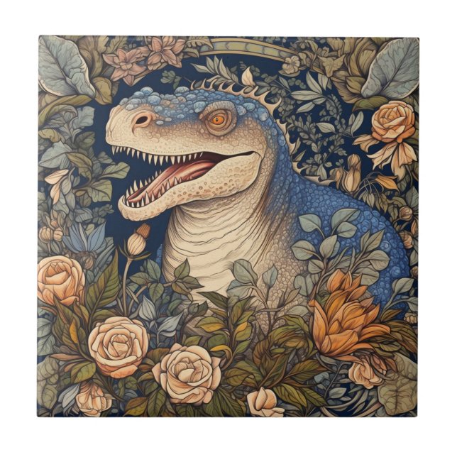Dinossauro e flores estilo art nouveau (Frente)