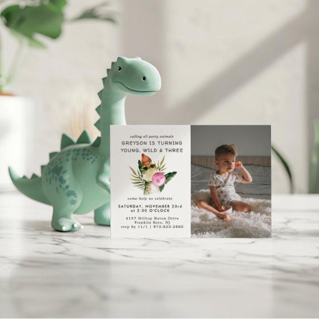 Dinossauro Elegante | Convite de Aniversário (Criador carregado)