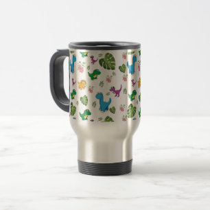 Dinossauro engraçado, folhas Caneca de viagem