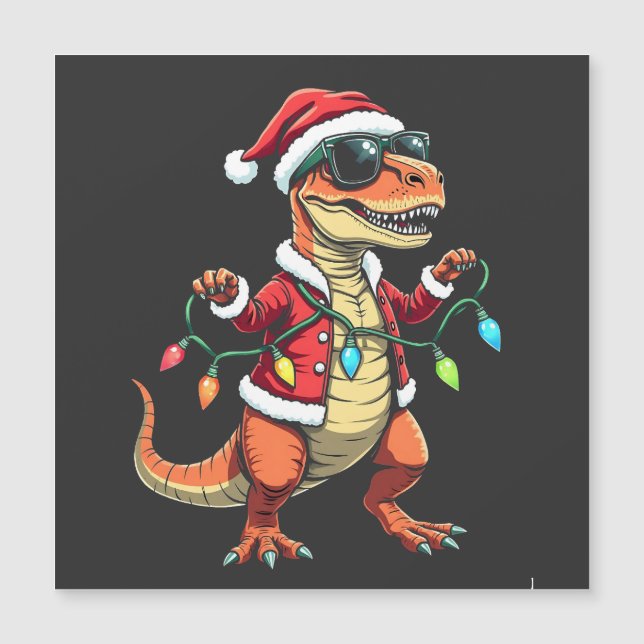 Dinossauro Envolvido com Luzes de Natal Santa Hat (Frente)
