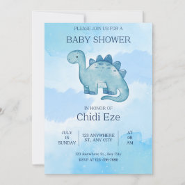dinossauro fofo convite para o chá do bebê elegant
