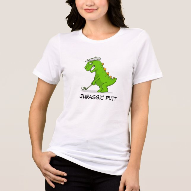 dinossauro jogando camisa de golfe dinossauro (Frente)