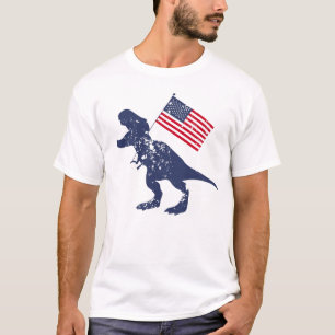 Dinossauro patriótico EUA americanos 4ns da camisa