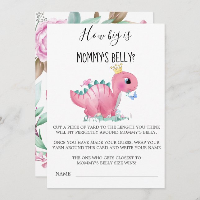 Dinossauro Rosa Princesa, Qual o tamanho da barrig (Frente/Verso)