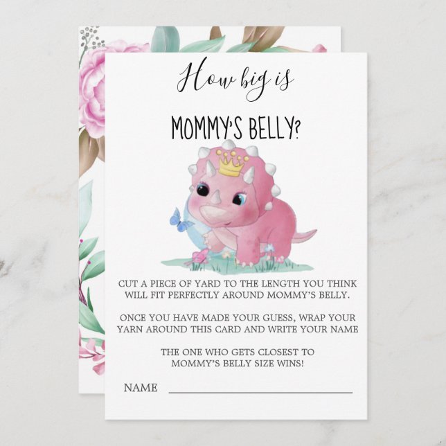 Dinossauro Rosa Princesa, Qual o tamanho da barrig (Frente/Verso)