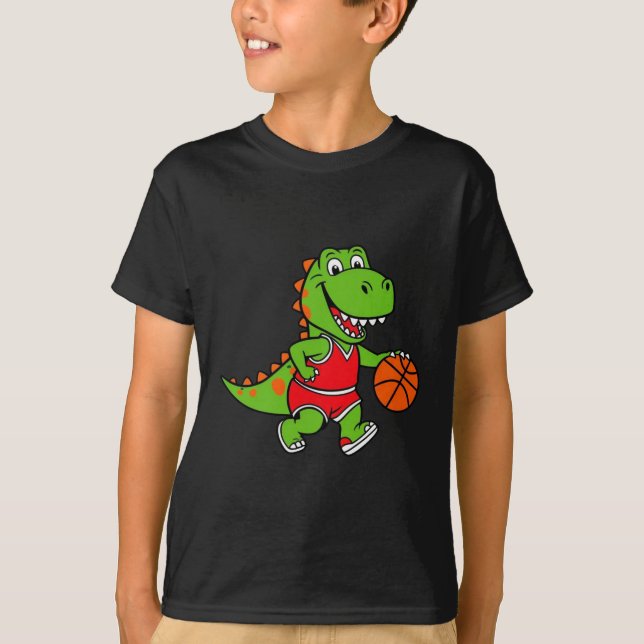 Dinossauro sorridente jogando camisa de futebol di (Frente)