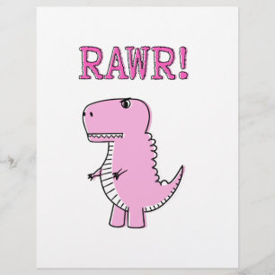 Dinossauro T-Rex, Cartoon Rosa, Bonito E Irritado