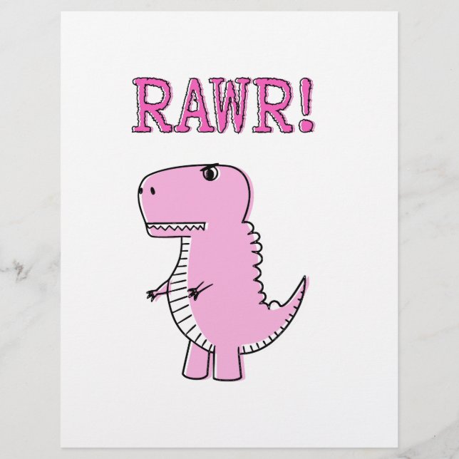 Dinossauro T-Rex, Cartoon Rosa, Bonito E Irritado (Frente)