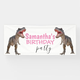 Dinossauro T rex Girl Pink Banner