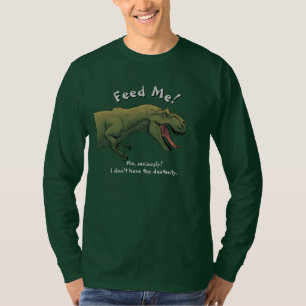 Dinossauro T-Rex me alimenta a camisa de manga mas