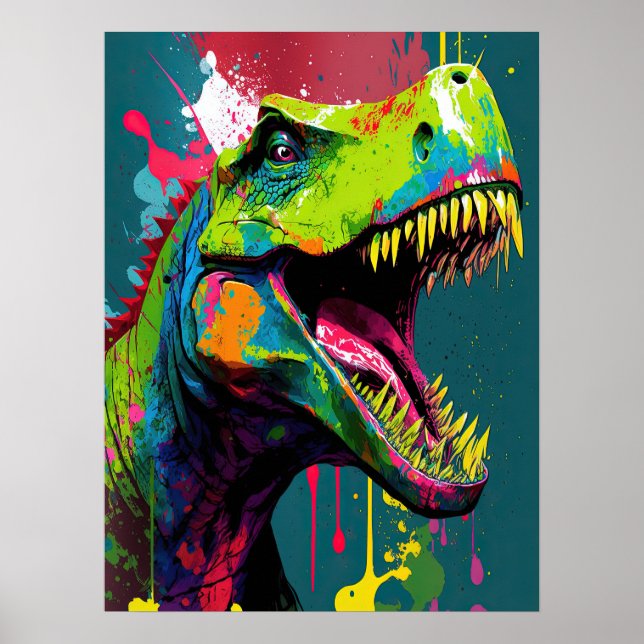 Dinossauro T Rex Poster Verde Jurássico (Frente)