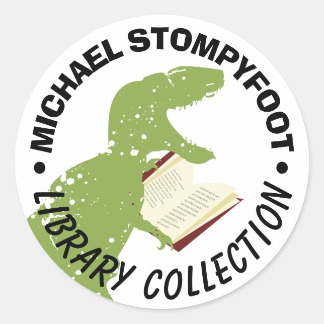 Dinossauro t-rex tiranossauro lendo adesivo (Frente)