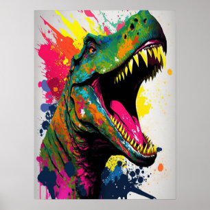 Dinossauro T Rex White Poster