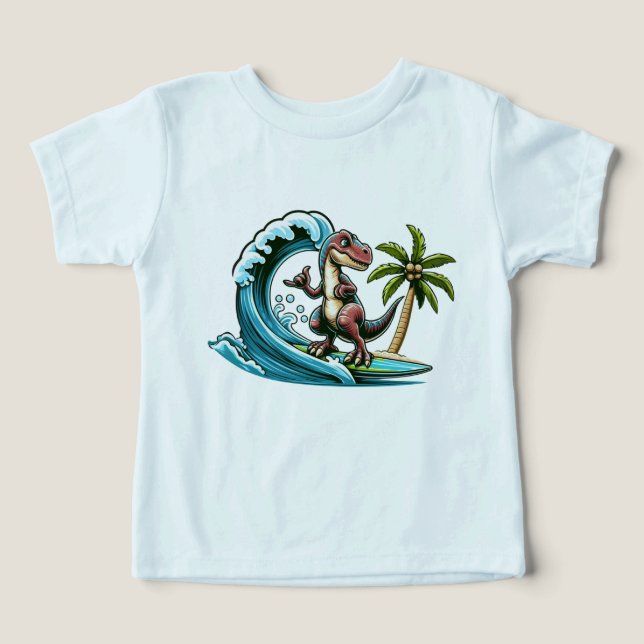 Dinossauro tropical surfante (Design frontal)