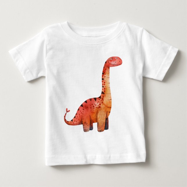 Dinossauro Vermelho Laranja - Camisa Dino de Carto (Frente)