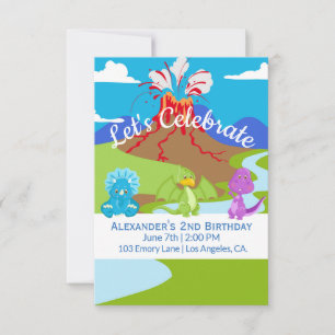 Dinossauros Bebês Bonitos / Convite de Aniversário