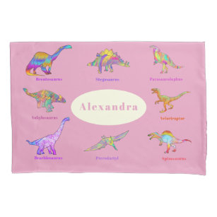 Dinossauros com nomes Padrão Divertido rosa