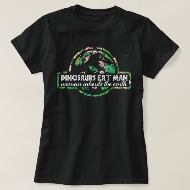 Dinossauros Comem Uma Mulher Humana Herda A Camisa (Frente do Design)
