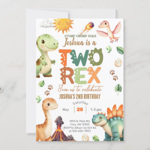 Dinossauros, convite para segundo aniversário de g